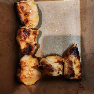 $10 for a chicken kabob ala carte. That's literally $2 per piece! And it's dry as hell.