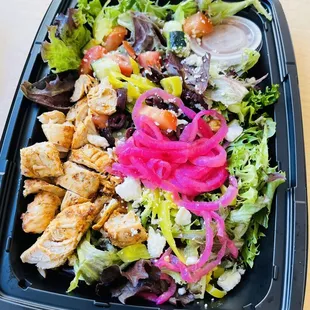 Modern Greek salad w/ chilled chicken