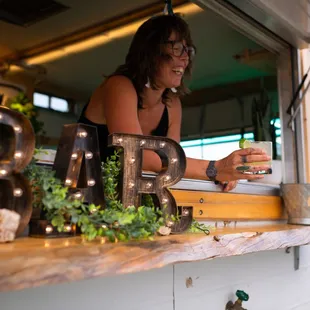 a woman at a food truck