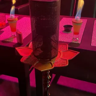 Our hookah and Luna flaming shots.