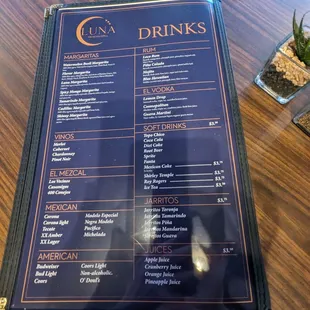 Drink  menu.