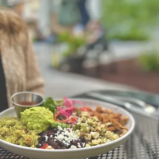 My friend got a mixed bowl of colorful foods!