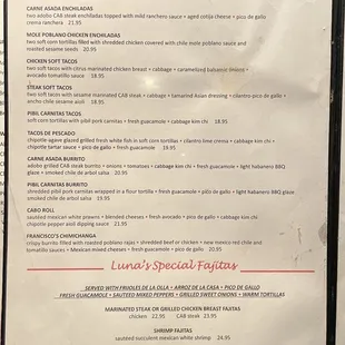 Dinner menu pt.1 (Oct 2021)