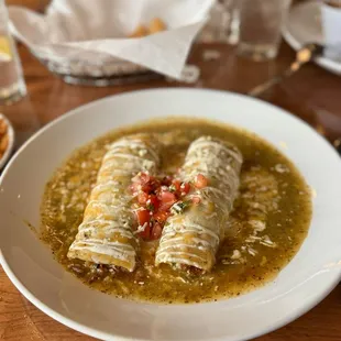 Enchiladas Verde shredded beef