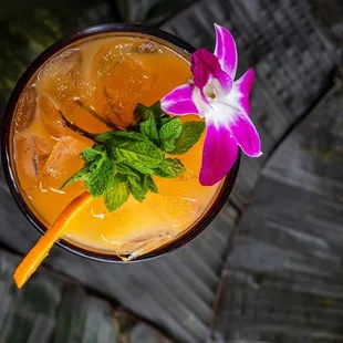 an overhead view of a cocktail