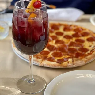 Sangria and Pepperoni Pizza