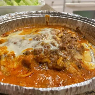 Completely flattened $25 lasagna