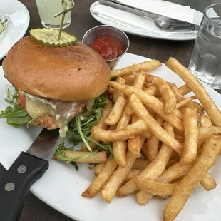 Chicken Sandwich with side of French fries  made healthy and delicious
