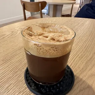 a cup of coffee on a table