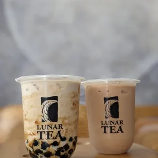 Roasted Oolong Milk Tea with Brown sugar boba + Hong Kong Milk Tea