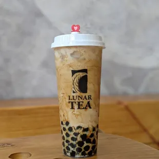 Roasted oolong milk tea with brown sugar boba