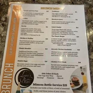 Brunch menu