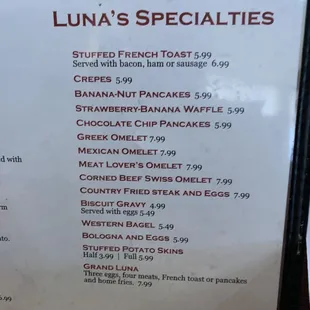 menu