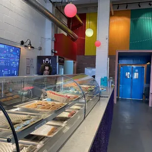 the inside of a deli