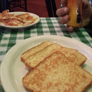 Light french toast with egg whites and a side of home fries
