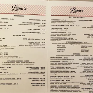 Updated menu