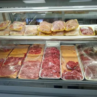 Chicken, beef, and cactus salad.