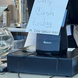 Cash only, registers down on 12/13/24