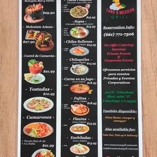 Found menu online