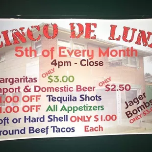 Every 5th of the month!
