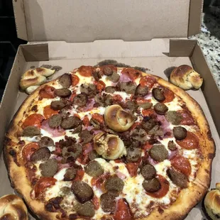 Meat lovers pizza
