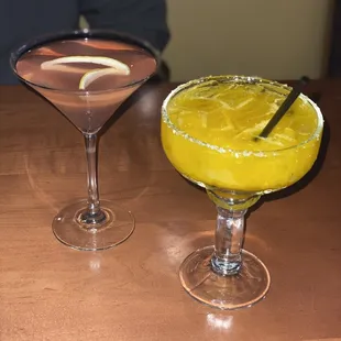 Cosmopolitan and mango margarita