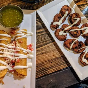 Shredded Chicken Flautas &amp; Platanitos - Both favorites!