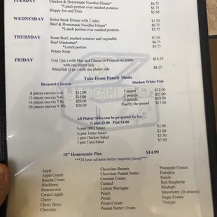 menu