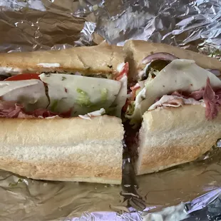 Super &quot;bready&quot; sub with a shameful amount of deli meat for a 3 way selection of meat?