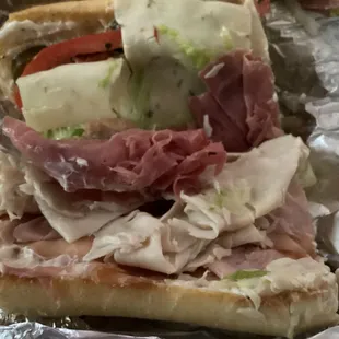 Yep, that&apos;s what a Turkey, Corn-beef and Ham sandwich looks like, that&apos;s it.