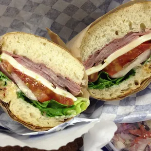 Roast Beef Sandwich with coleslaw, chocolate chocolate chip cookie