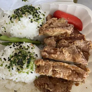 Bento D with their iconic mochiko chicken