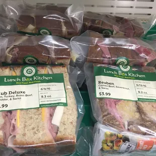sandwiches wrapped in plastic bags