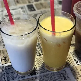 These drink were so watery so disgusting! the horchata doesn't even taste like horchata and the "juice" is more like an orange blended wit