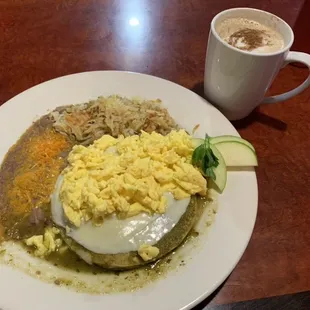 Enchilidas Montadas and Latte