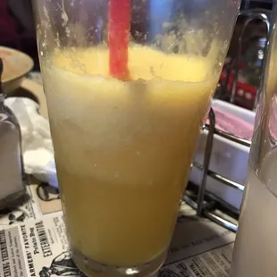 "Squeezed OJ" lol yeah right !!! It was more blend orange with water, not pleasant at all