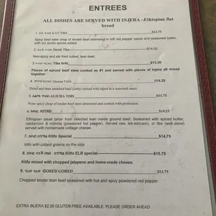 menu
