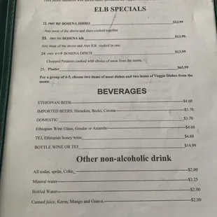 menu