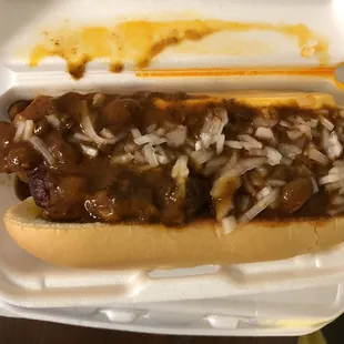 Chili cheese dog for breakfast...yep, it's that good :)