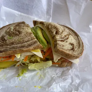 #13 Veggie sub on marble rye