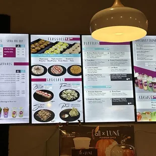 menus on a large screen