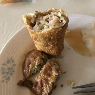 Half eaten Chicken Egg Roll. Lol