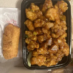 orange chicken and egg roll