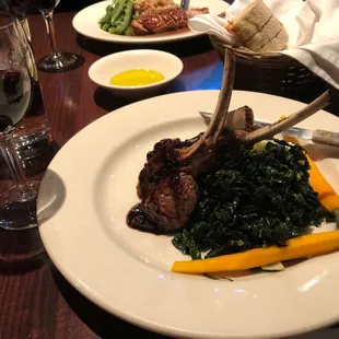 Rack of lamb, amazing sauce, lively kale, comforting potatoes, home-grown carrots