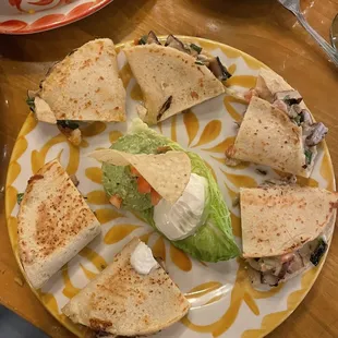 a plate of quesadillas