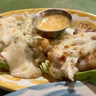 Crab-stuffed Shrimp were pretty delicious. I love how big they are with the stuffing. The cheese wasn&apos;t necessary but all tasty.