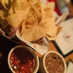 Chips, charro beans, &amp; salsa