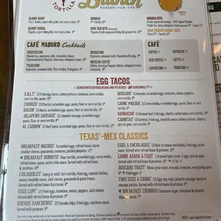 Front of menu