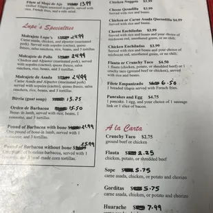 menu