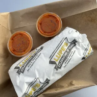 About to unwrap the infamous bean and cheese burrito (with beef for some extra protein)